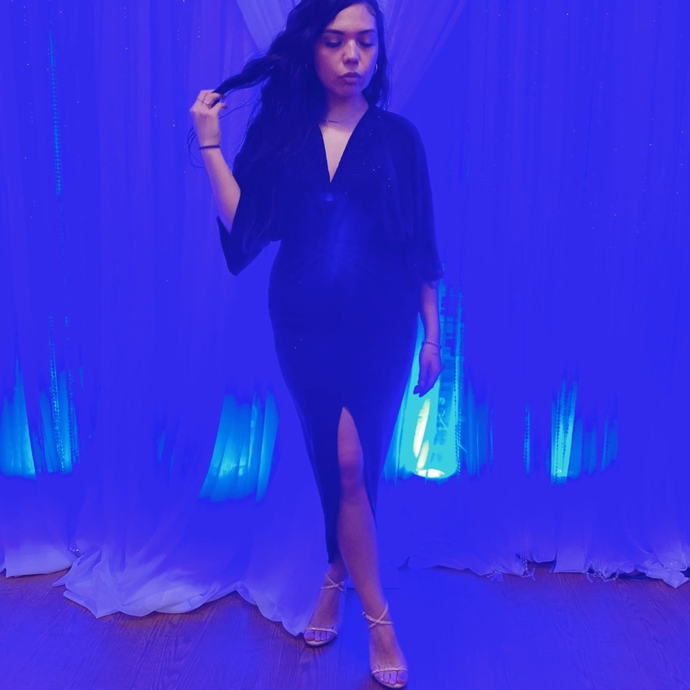 BLACK FORMAL FRONT SLIT DRESS